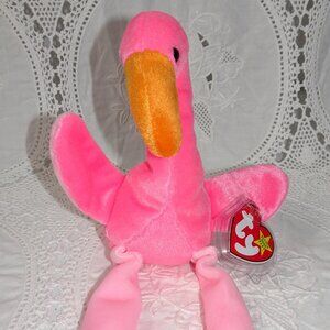 “TY Beanie Babies Pinky Flamingo 4th Gen Hang Tag Red Stamp #602 RARE MWMT”